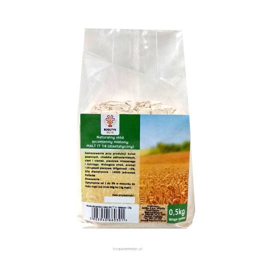 Naturalny słód jęczmienny mielony MALT IT 14 - diastatyczny - 0.5 kg